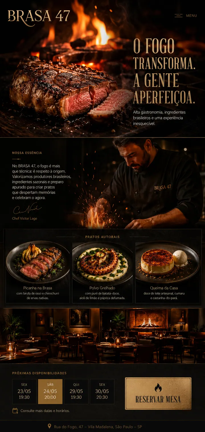 Landing page mobile da BRASA 47, criada com o método Land-IA